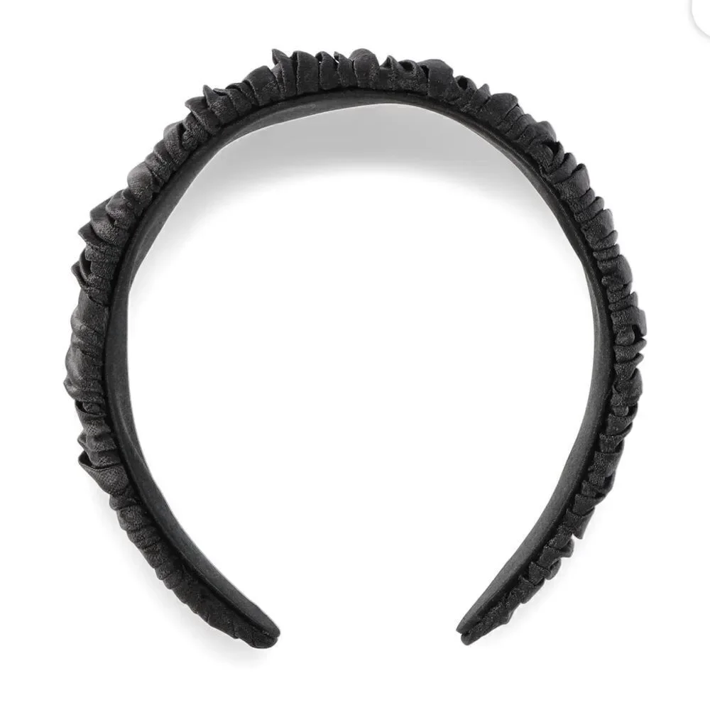 Time and Tru Women’s Black Satin Pleated Flat Wide Hair Headband OSFM